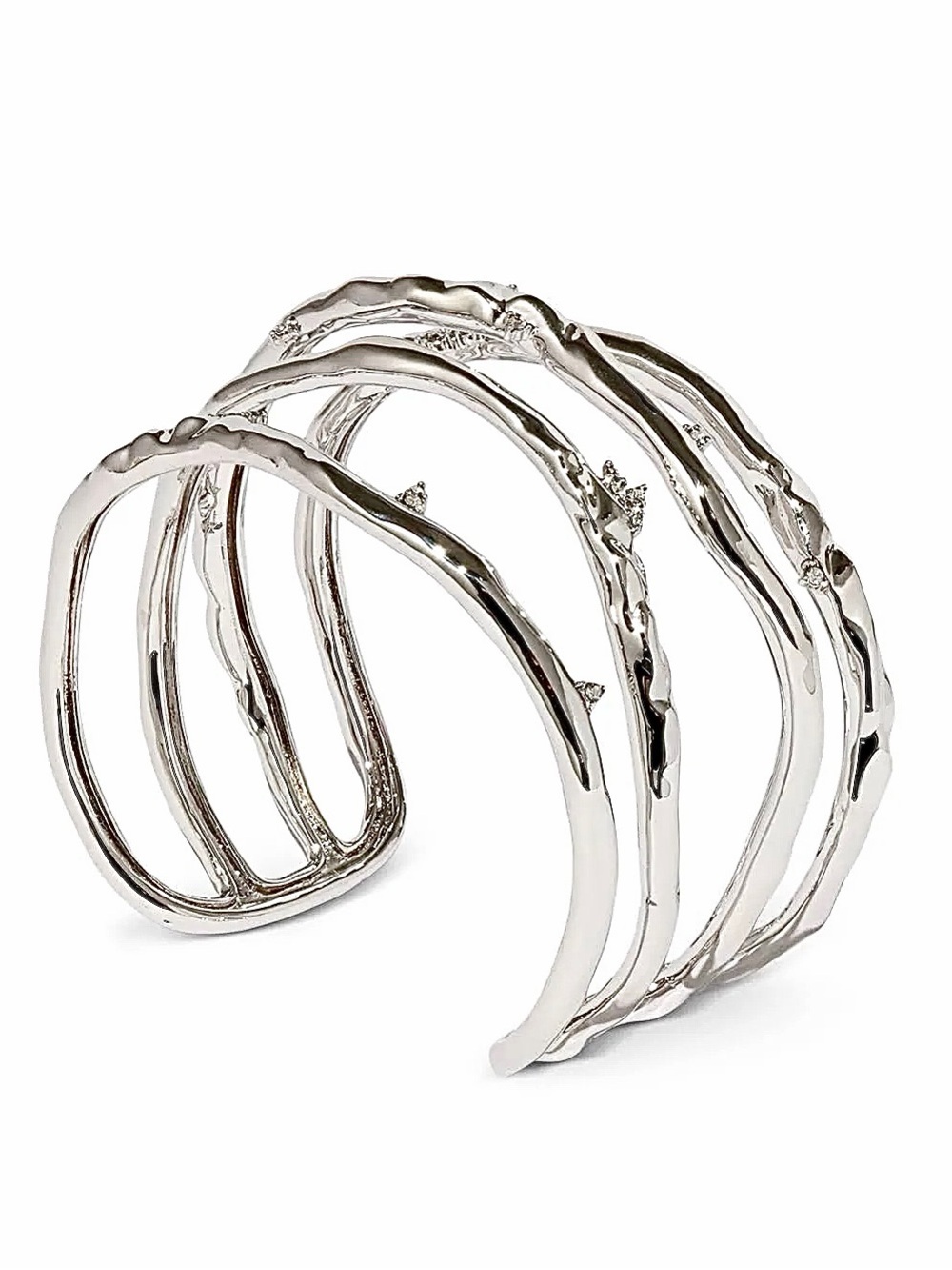 Alexis Bittar Brut Silver Crystal Thorn Orbit Cuff Bracelet - Picture 2 of 7